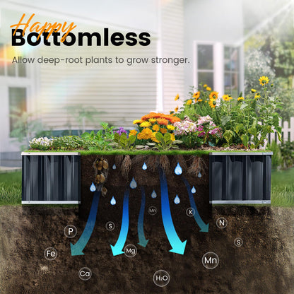 KING BIRD Raised Garden Bed 68"x 36"x 12" Galvanized Steel Metal Outdoor Garden Planter Box Kit with 2 Pairs of Gloves (Dark Grey)
