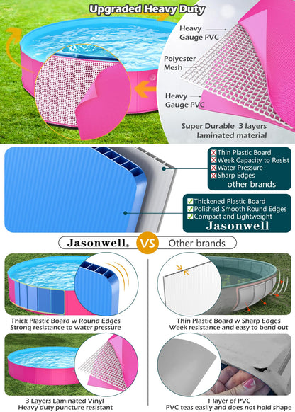 Jasonwell Kiddie Baby Pool with Canopy - Foldable Infant Toddler Kids Pool with Shade Baby Beach Essentials Tent Swimming Wading Pools for Toddlers 1-3 + Kids Dogs Ball Pit Backyard Water Play R, 40"