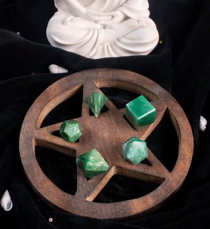 Crocon Green Aventurine 5Pcs Platonic Solids Crystal Geometry Set, Platonic Solids Sacred Geometric Stones for Meditation Reiki Balancing Healing Chakra Stone Cleansing Spiritual Good Luck (15-20 mm)