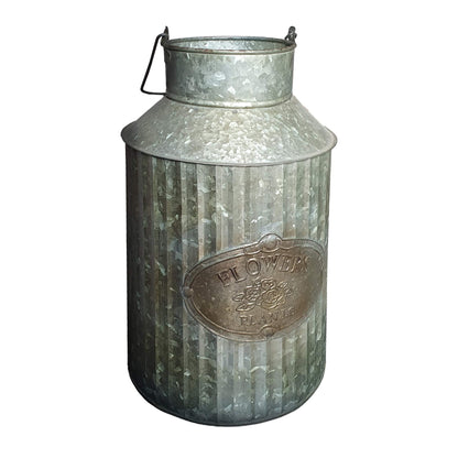 Vintage Industrial Farmhouse Chic Flowers and Plants Can with Handle (Does Not Come with Flowers)
