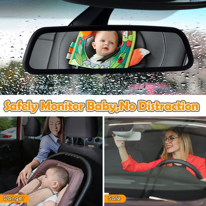 Lynncare Car Seat Toy, Baby Car Mirror Toy for Rear Facing, Travel Baby Activity Center with Hanging Engaging Toys for Infants Babies 0-6-12-18 Months Boy Girl