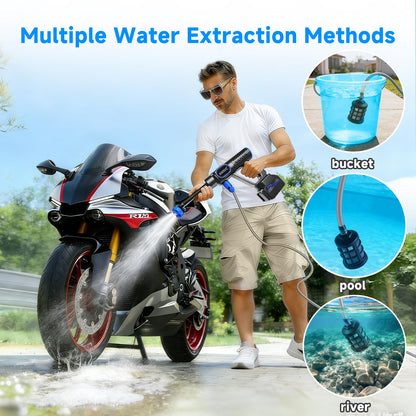 AOODIL Cordless Portable Washer Battery Powered, Handheld Washer with 6-in-1 Nozzle, Foam Pot, 16FT(5m) Hose, Lightweight Car Washer for Garden, Home, Patio, Car