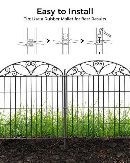 Mars Explo 10 Panels No Dig Decorative Outdoor Garden Fence, 40 in(H) X 23.6 ft(L) Animal Barrier Fencing, Rustproof Portable Fence, Temporary Dog Fence Outdoor for Yard, Outside, Backyard, Patio