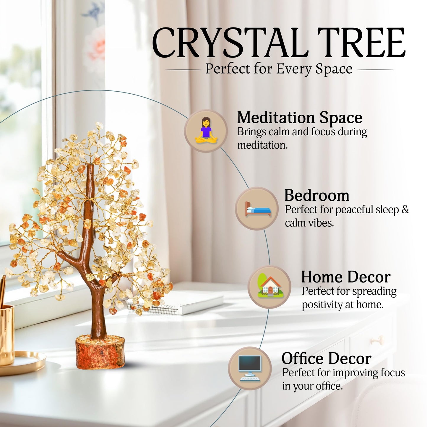 YATSKIA Citrine Crystal Tree of Life - Gemstone Tree - Citrine Crystal Stone Decor - Good Luck Gifts - Home Decor - Crystals Gifts