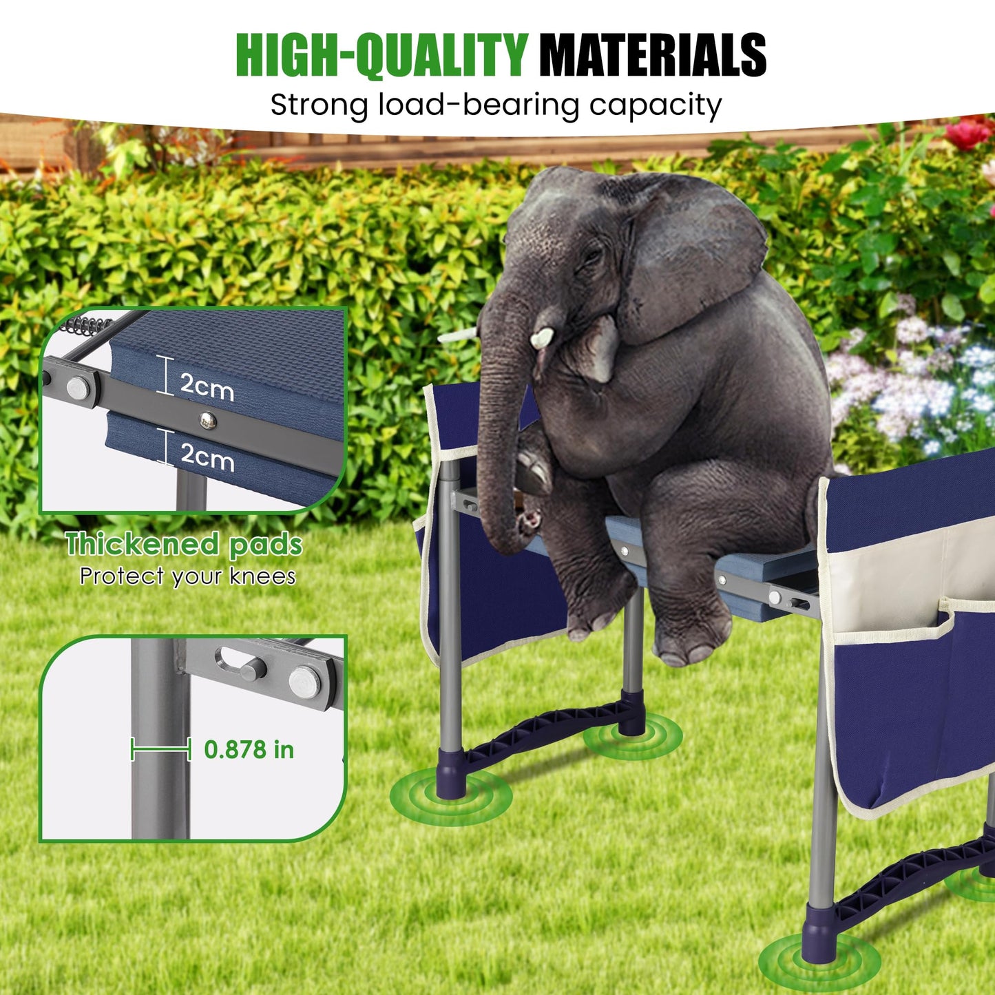 Garden Kneeler and Seat, 10.9" Wide Double-Sided Thick Knee Pad , Heavy-Duty Foldable Gardening Stool, 2 Large Tool Bags, Prevents Knee and Back Pain, Portable Garden Bench, Gifts for Women, Seniors