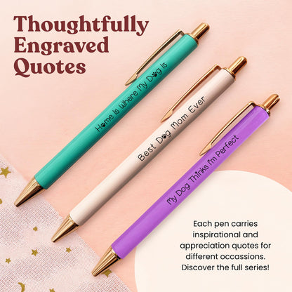 MESMOS 3-Pack Dog Mom Gifts, Mothers Day Gifts for Mom, Fancy Pens for Women, Dog Lovers Gift for Women and Owners, German-Made Ink Ballpoint Pens, Swiss-Made 1mm Medium Tip
