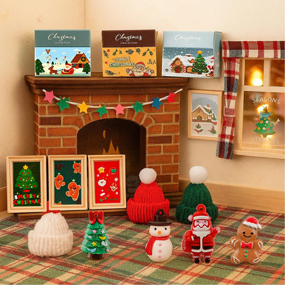 67Pcs Dollhouse Accessories Christmas Miniature Decorations 1:12 Doll House DIY Craft Mini Snowman Gift Boxes Fake Light Festival Holiday Party Favors Christm Gift for Children