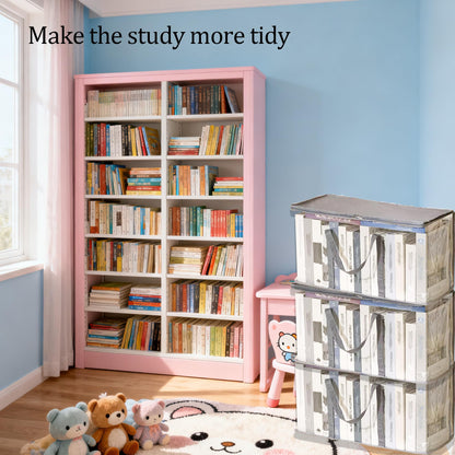 Extra-Large Size Book Storage Books Carrier Plastic Comic Books Organizer 59 * 25 * 30cm/23.2 * 9.8 * 11.8inches Collapsible Display Case with Lid and Lifting Handle for Book Toys