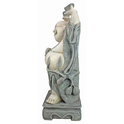 Design Toscano Jolly Hotei Laughing Man Asian Decor Indoor/Outdoor Garden Statue, 26 inches tall, Cast Stone Resin, Two Tone Stone Finish