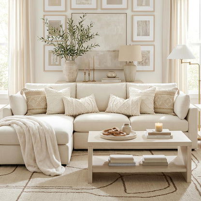 BlissBlush Pure White Decorative Throw Pillow Cover 20X20, Boho Accent Pillow for Couch, Square Modern Farmhouse Pillowcase for Living Room Couch Sofa Cushion Home Décor (Pack of 1)