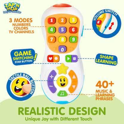 JOYIN Upgraded Toy Phone and Remote Control Set, 90+ Music and Learning Phrases, Baby Toys 6-12 Months, Toddler Birthday Gifts for 1 2 3+ Year Old Girs Boy