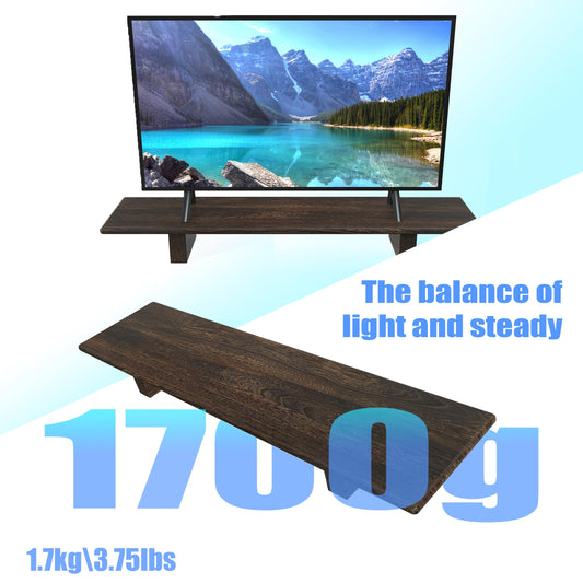 "WEGASTU Solid Wood Rustic Desk Monitor Stand with Storage，Large Dual Monitor Stand Riser for Laptop Computer/TV/PC/Printers, Perfect Desktop Stands Organizer with Underneath Storage for Office