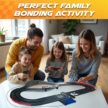 Slot Car Race Track Sets, Slot Cars - Electric Race Car Track Set, 4 High Speed Cars Tracks for Kids, Remote Control Car, Gifts Toys for Boys - 115' Racetrack