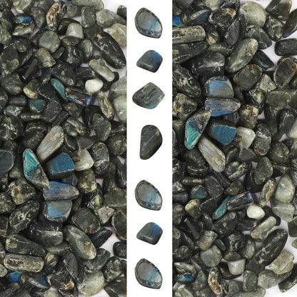 gemshan 2lb/910g Labradorite Stone Chips Crushed Irregular Rock for Fish Tank Aquarium Gravel Flowerpot Decoration