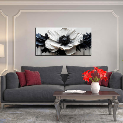 HUBOSKN Flower Canvas Wall Art for Living Room - Black and White Wall Art for Bedroom - Modern Wall Decor for Bedroom Women Size 20" x 40"