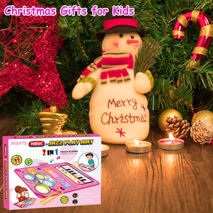 Toys for 1 Year Old Girl Gift,2 in 1 Piano Mat Montessori Toys for 1 2 Year Old Girl,Educational Musical Toy First Birthday Gifts for 1 2 3 Year Olds Girls,Christmas Stocking Stuffers for Toddler