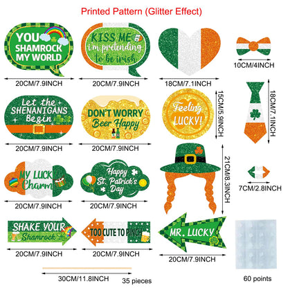 St. Patrick's Day Decorations Photo Props Saint Patricks Day Party Photo Booth Props Kit Lucky Day Friendship Themed Party Decor St. Patty Birthday Party Decoration Supplies 35 Pieces