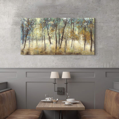 Tree Wall Art Canvas Painting: Forest Hand Painted Picture Abstract Nature Landscape Artwork Decor Modern Large Textured Print for Dining Room Bedroom Home Office