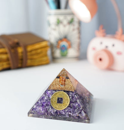 55mm orgone pyramid Amethyst protection crystals reiki supplies