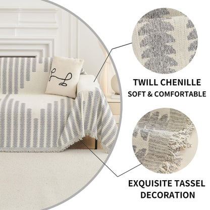 HAOMAIJIA Boho Sofa Covers Couch Covers for 3 Cushion Couch Sofa Pet Friendly Soft Thick Non Slip Couch Cover for Dogs Washable Sectional Couch Covers L Shape Furniture Protecto (Grey, 71"x118")