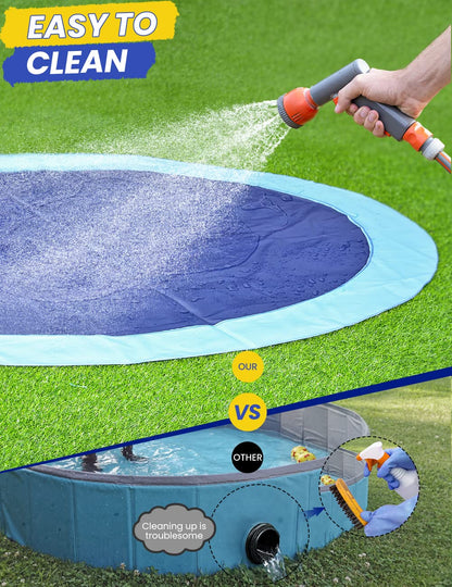 PETOCAT Splash Pad Non-Slip Dogs Cool Sprinkler Pool Extra Large Splash Pads for Kids Dog Baby Wading Pool Summer Outdoor Play Water Fun Toy Gift Easy to Use/Clean 75 inch