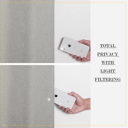 NICETOWN Soft Cotton Washed Linen Curtains 84" Length, Room Darkening Window Treatments for Bedroom, Grey, 1 Pair=104" Width