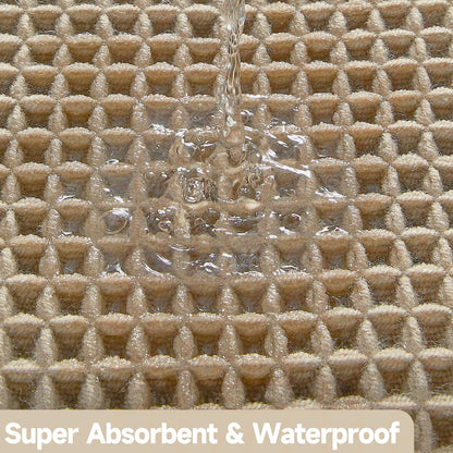 TYUU Waffle Bath Mat, Boho Bathroom Rugs Non Slip Washable Super Absorbent Quick Dry Farmhouse Bathroom Decor, 30"x20" Khaki