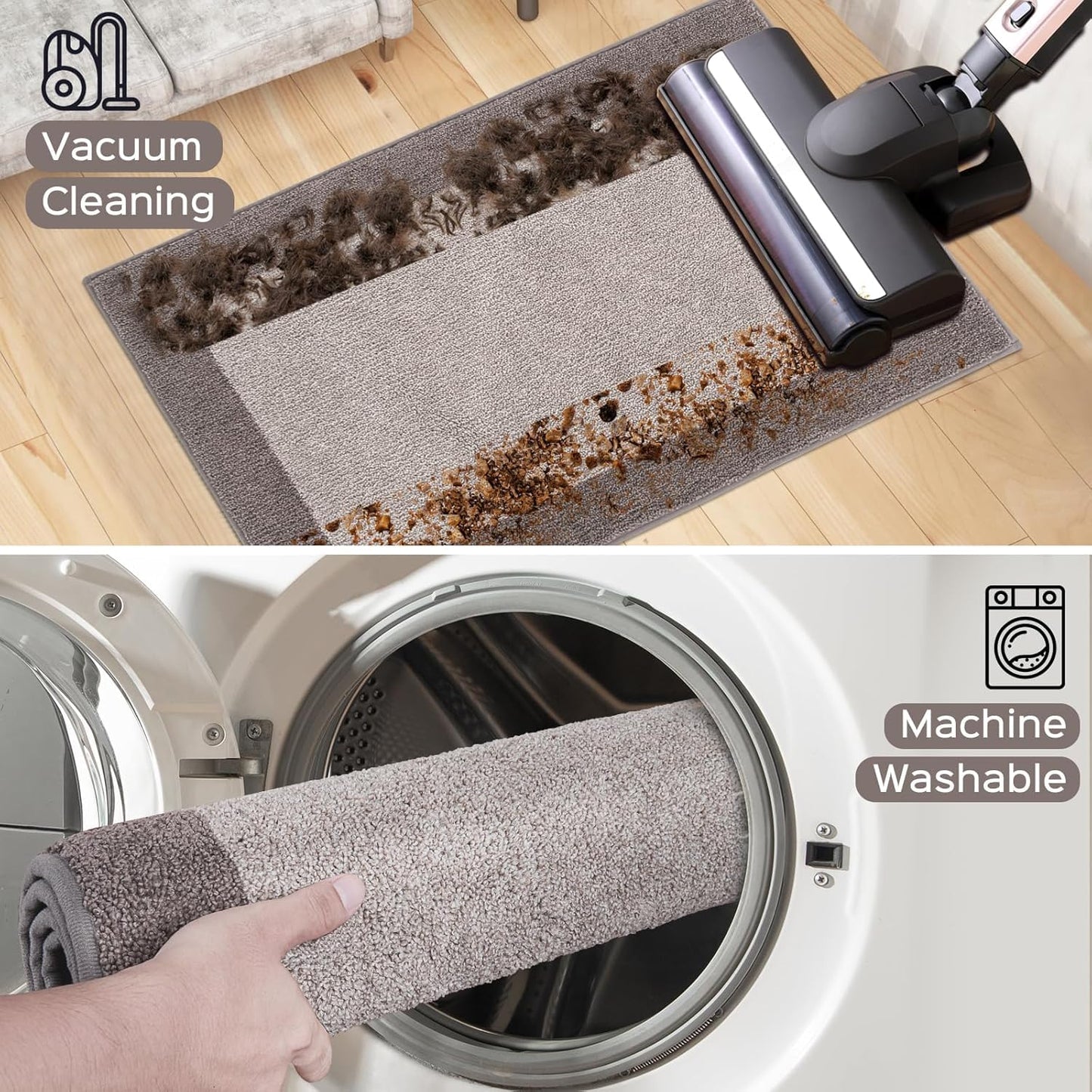 DOMUSTEX Machine Washable Kitchen Rug 32" x 84", Non Slip Kitchen Mat for Floor, Absorbent Entrance Runner Rug for Bedroom, Hallway, Bathroom, Door (Roll Packing)