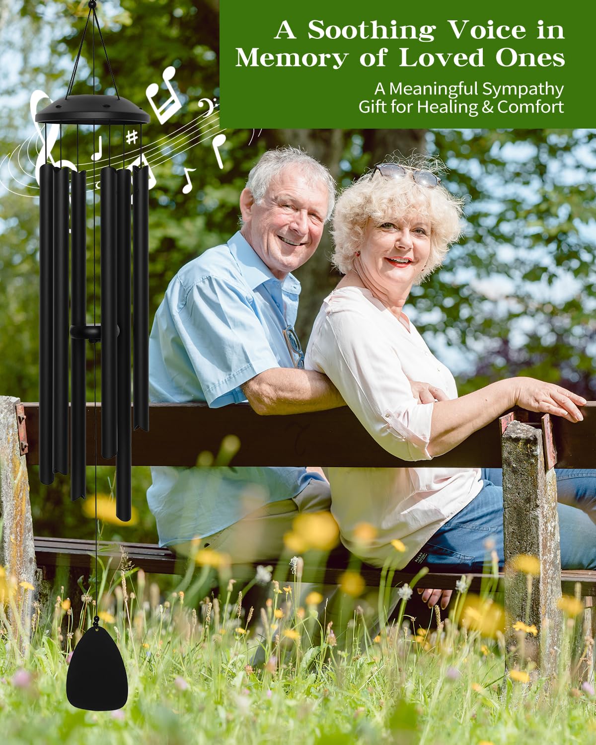 48" Wind Chimes for Indoor and Outdoor, Deep Bass Tone and Professional Tuned Aluminum Wind Chimes for Patio Garden Memorial, Sympathy Gift for Loss of Loved One, Housewarming Gift