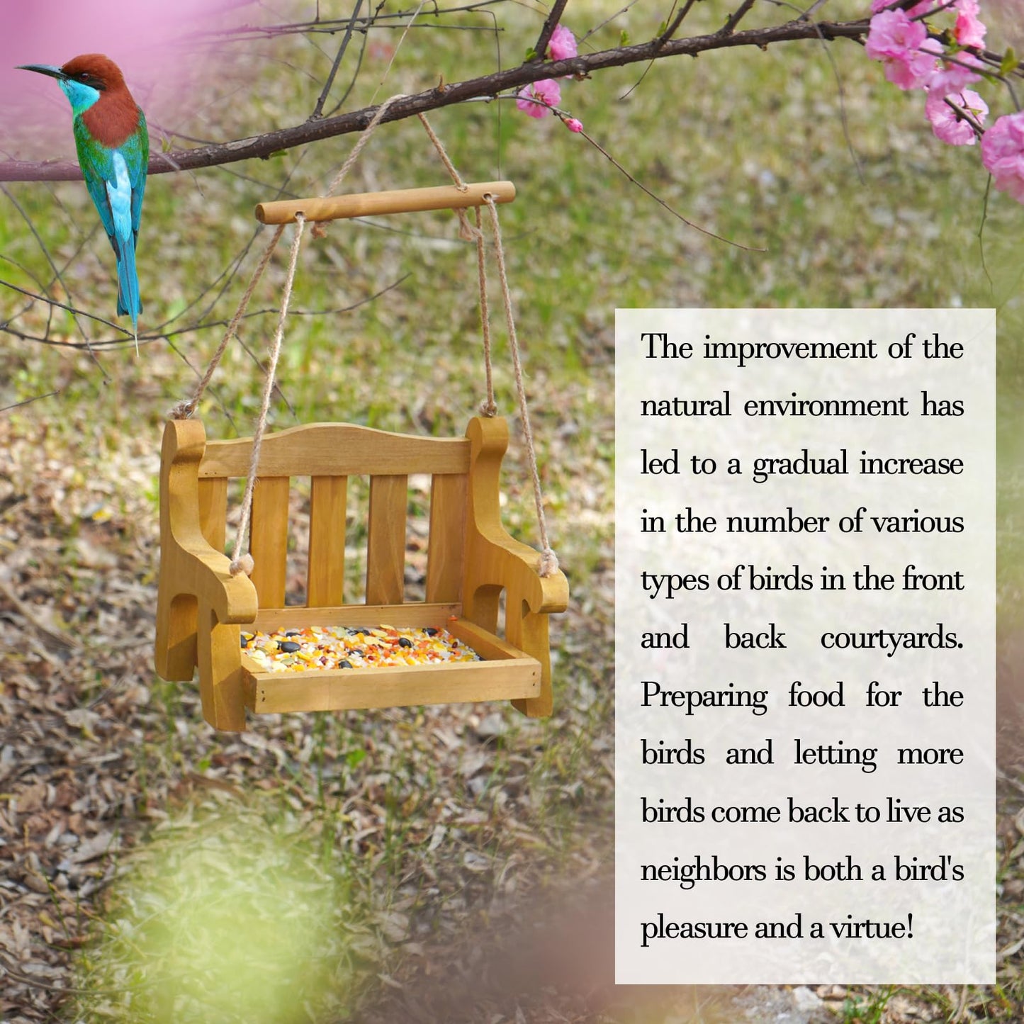 GDYOOSHOW Set of 2 Regency Porch Swing Bird Feeder Cedar Bench Shaped Squirrel Feeder for Outside Draining Metal Mesh Base (Light Yellow 2pcs)