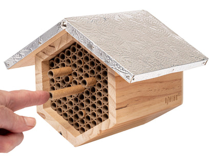 Rivajam Beekeeper Pro Mach II Mason Bee House - Strong + Waterproof Bee Hotel & Insect Habitat - Replaceable Mason Bee Tubes Filled Bee Houses for the Garden - Pollinator House Gardening Gifts