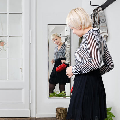PETAFLOP 14x48 Inch Full Length Mirror Wall Mounted, Large Body Door Mirror with Rectangular Framed for Bedroom Bathroom Living Room Decor, Black