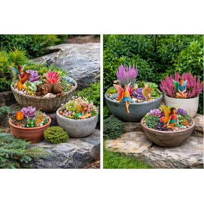 Mood Lab Fairy Garden Figurines - Camping Set (9 pcs) - Miniature Decorative Statues & Accessories - Outdoor & Indoor Garden Decor