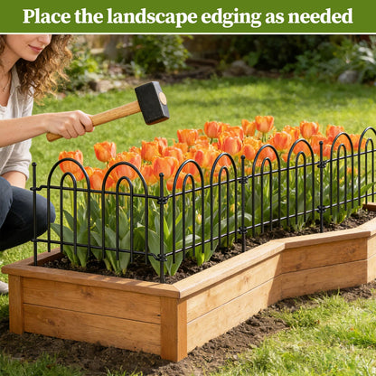 45ft x 13in Garden Fence Animal Barrier, 32 Panels Decorative Garden Fence Border, No Dig Garden Fence Panels, 1.8in Gap Rustproof Metal Stakes, Ground Defense Border Fence for Outdoor, Yard, Patio