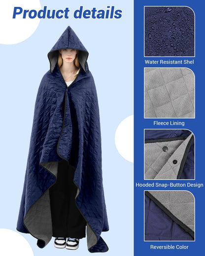 Fanfanwin 4 Pack Outdoor Camping Blanket Bulk - Fleece Waterproof & Foldable Stadium Blanket with Portable Bag for Cold Weather Sports Pet Beach Picnic Stadium Travel Car - 79 * 55inch(Navy Blue)
