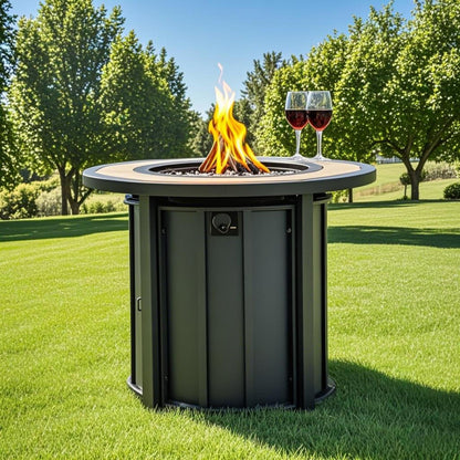 KEIKI 30 Inch Mosaic Ceramic Propane Fire Pit Table, Round Outdoor Gas Fireplace, Steel Patio Heater for Garden Deck