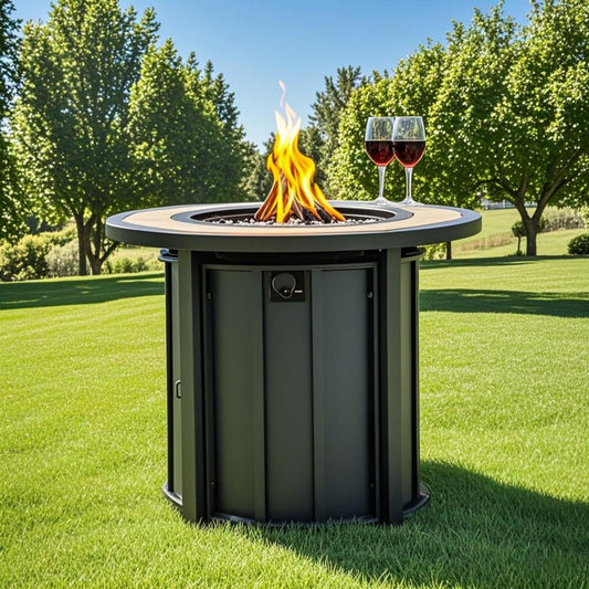 KEIKI 30 Inch Mosaic Ceramic Propane Fire Pit Table, Round Outdoor Gas Fireplace, Steel Patio Heater for Garden Deck