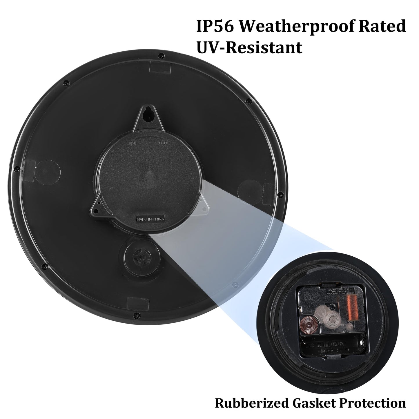 CLXEAST 10.4 Inch Indoor Outdoor Clocks Waterproof,Outdoor Clock with Temperature for Bathroom,Patio, Pool,Kitchen,Oil Rubbed Bronze Black Finish,House Warming Gifts New Home