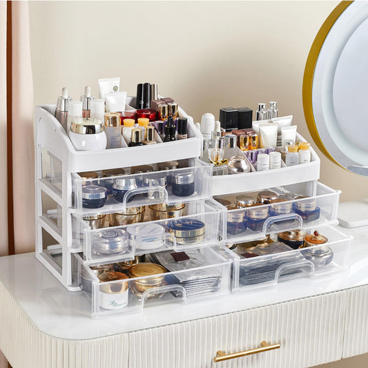 Desk Organizer with Drawers, 5 Drawers Storage Organizer, Desktop Storage Drawers for Office Supplies, Plastic Stationary Organizer, Makeup Organizer, Desk Storage Box for Office, School, Home