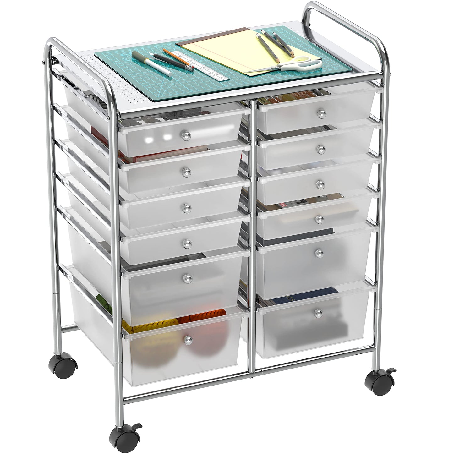 Simple Houseware Utility Cart with 12 Drawers Rolling Storage Art Craft Organizer on Wheels