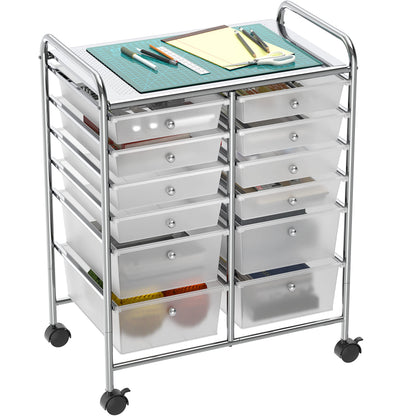 Simple Houseware Utility Cart with 12 Drawers Rolling Storage Art Craft Organizer on Wheels