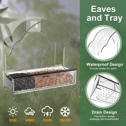 Decflow Window Bird Feeders for Outside, Clear Bird Window Feeder with 3 Pairs of Strong Stickers, Transparent Acrylic Birds House for Window Viewing, Removable Tray, Wild Birds Watching Present
