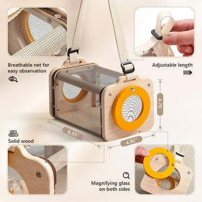 Montessori Wooden Bug Catcher Kit for Kids - 8-in-1 Outdoor Explorer Set with Habitat, Net & Magnifying Glass STEM Learning Toys for Ages 3-8 Nature Gift for Boys & Girls