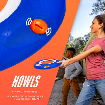 Nerf Kids Soft Flying Disc - Sonic Slinger Indoor + Outdoor Flying Disc Toy for Kids - 11" Inch - Super Lightweight Construction for Indoor + Outdoor Use - Howls When Thrown
