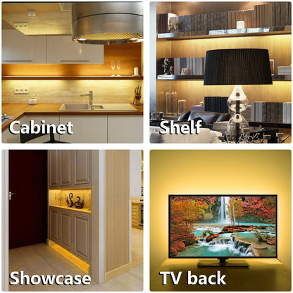 WOBANE Under Cabinet LED Lighting Kit, 6 PCS Dimmable LED Strip Lights with Remote Control Dimmer, 24W Adapter, Hidden 2700K Warm White Set, Bright 1500lm, Timing, Kitchen, Counter, Shelf, Showcase