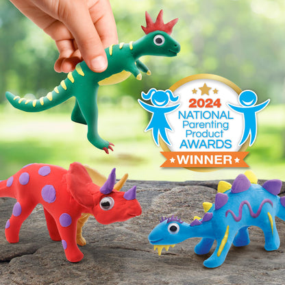 Blue Marble National Geographic Clay Dinosaur Arts & Crafts Kit - Air Dry Clay for Kids with 5 Clay Colors, 5 Dino Skeletons & Googly Eyes, Dinosaur Activity for Girls and Boys Ages 4 5 6 7 8 9 & 10