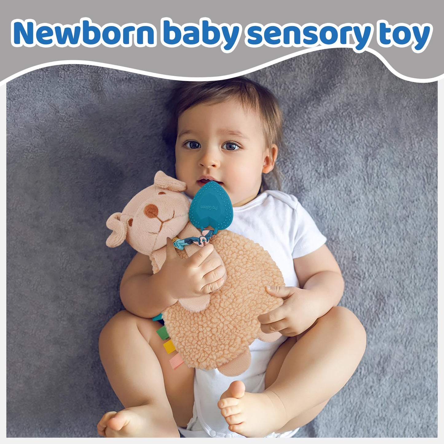 Pro Goleem Dog Loveys for Babies Girl and Boy, Baby Lovey with Teether, Baby Toys 0 3 6 9 12 Months, Safety Teething Toys for Babies Infant Newborn and Toddler Baby Gifts