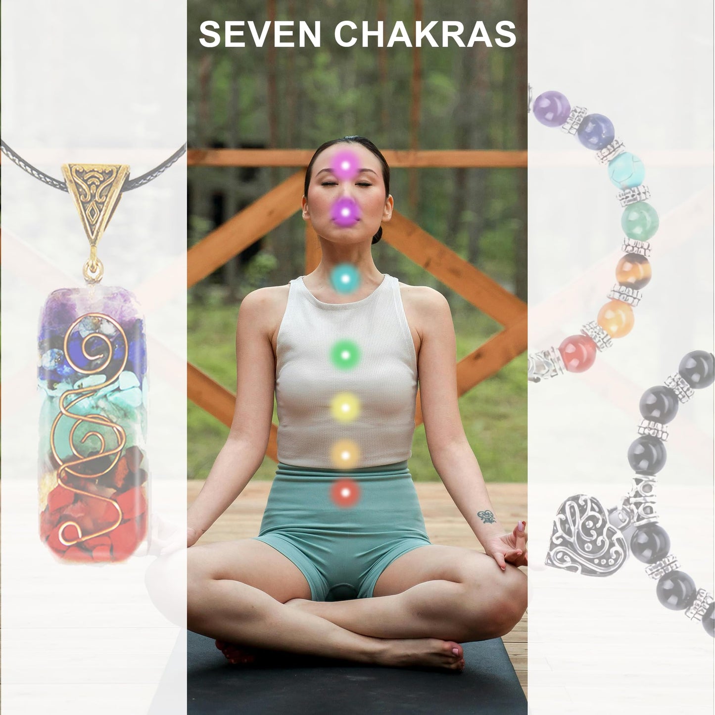 Chakra Healing Stones Set - 7 Raw & 7 Tumbled Crystals with 7 Bullet Shaped Stones, Chakra Necklace, Healing Bracelet & Orgone Pyramid - Spiritual Gift for Reiki, Meditation, Energy Balancing