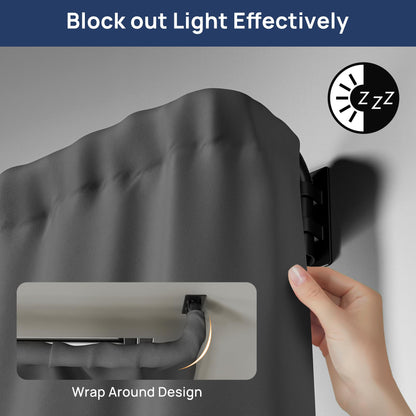 ENJOYBASICS Blackout Curtain rod for windows 48 to 84, 5/8 in Wrap Around Curtain Rods for Bedroom, Living Room, Adjustable from 30 to 86 Inches, Matte Black