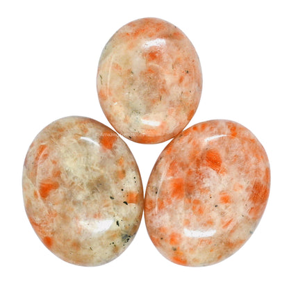 Amazing Gemstone Sunstone Crystals and Healing Stones - Large Palm Stone Crystals Piedra - Crystal for Good Luck, Positive Energy, Meditation - Unique Stocking Stuffers and Birthday Gifts for Women